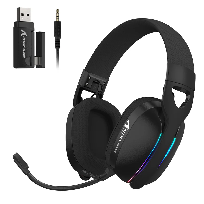 ATTACK SHARK L90 Foldable RGB Ultra-Light Tri-Mode Gaming Headset / Black ATTACK SHARK L90 Foldable RGB Ultra-Light Tri-Mode Gaming Headset / Black