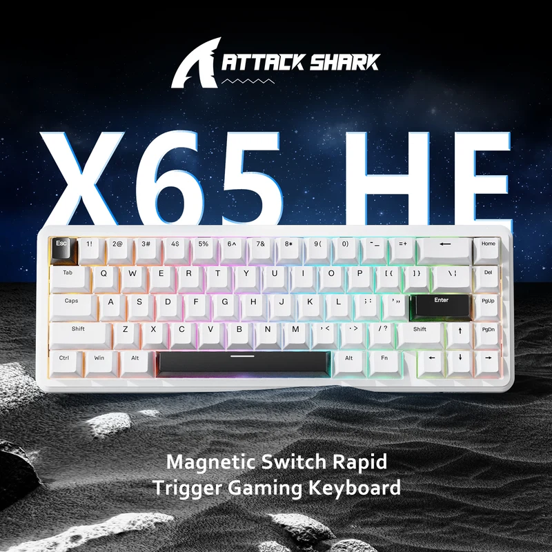 ATTACK SHARK X65 HE Magnetic Switch Rapid Trigger Keyboard - White