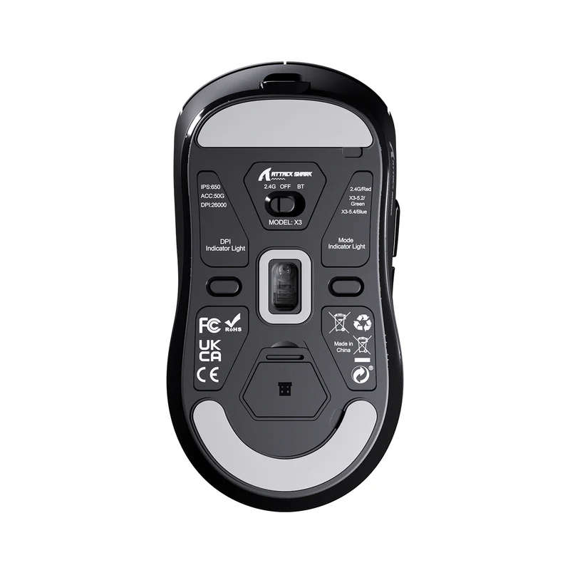 ATTACK SHARK X3 Wireless Gaming Mouse PAW3395 Tri-modes - White