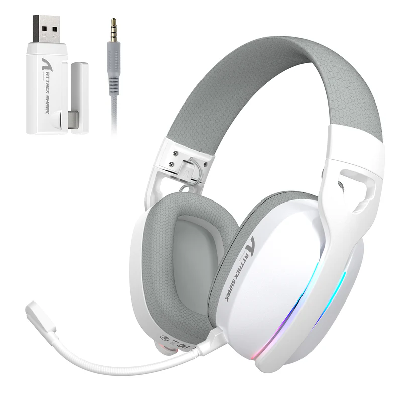 ATTACK SHARK L90 Foldable RGB Ultra-Light Tri-Mode Gaming Headset / White ATTACK SHARK L90 Foldable RGB Ultra-Light Tri-Mode Gaming Headset / White