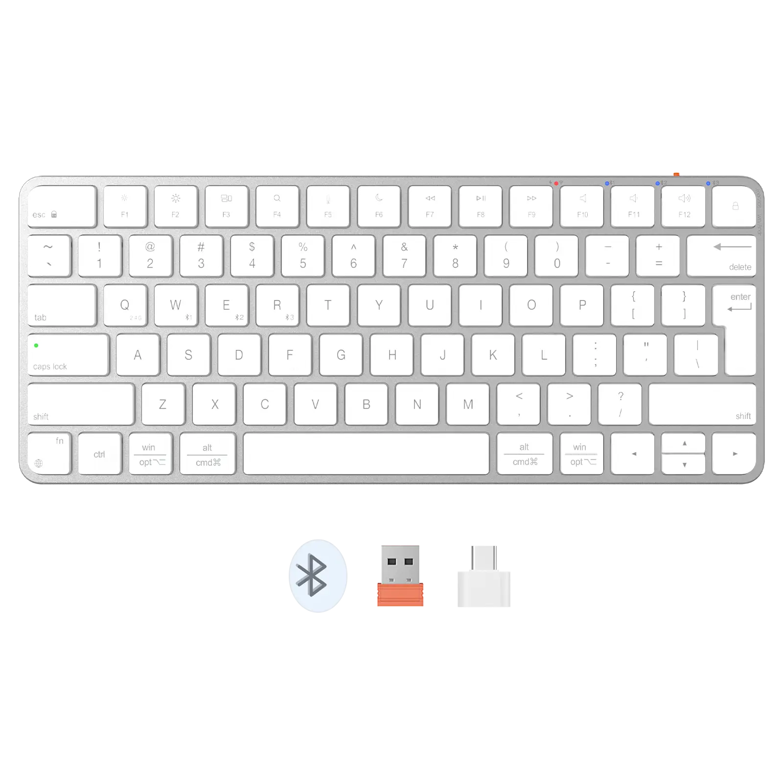 Meetion K210 ikey 2.4G Wireless & Bluetooth Ultra-thin Keyboard -White