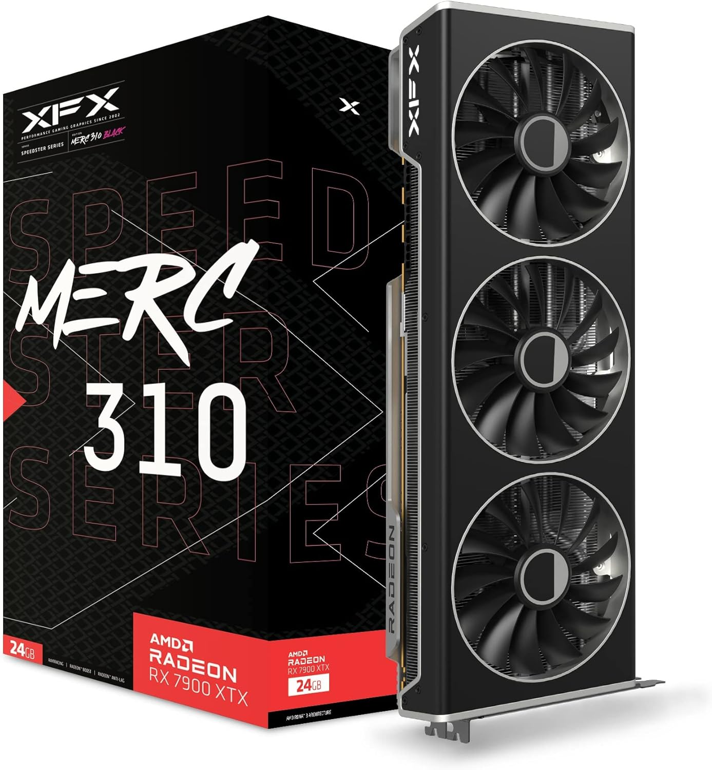XFX Speedster MERC310 AMD Radeon RX 7900XTX Black with 24GB GDDR6, Gaming Graphics Card XFX Speedster MERC310 AMD Radeon RX 7900XTX Black with 24GB GDDR6, Gaming Graphics Card