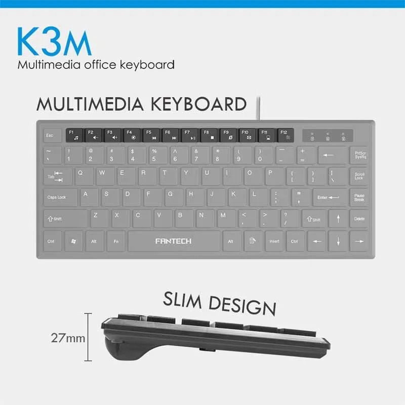 FANTECH K3M Multimedia Office Keyboard