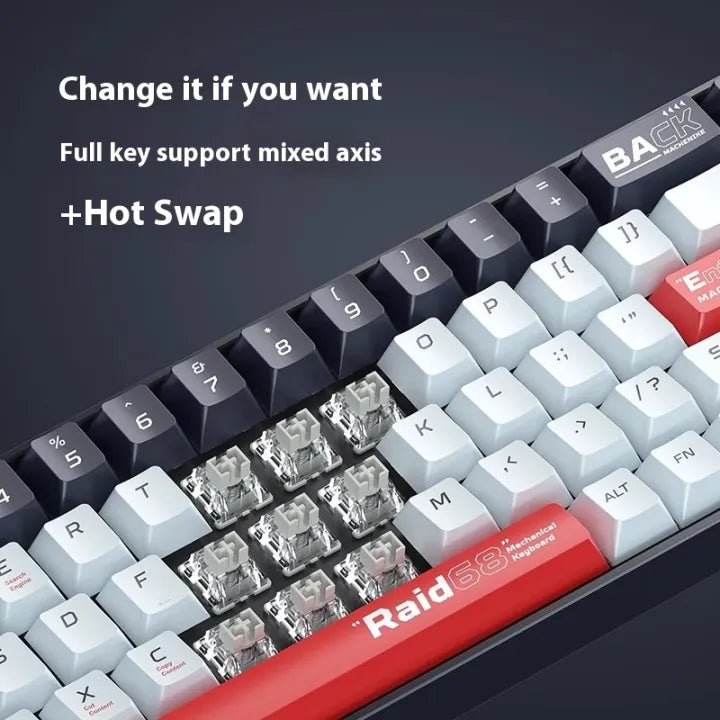 Machenike Raid68 Wired Keyboard Magnet Grey Switch RGB Red