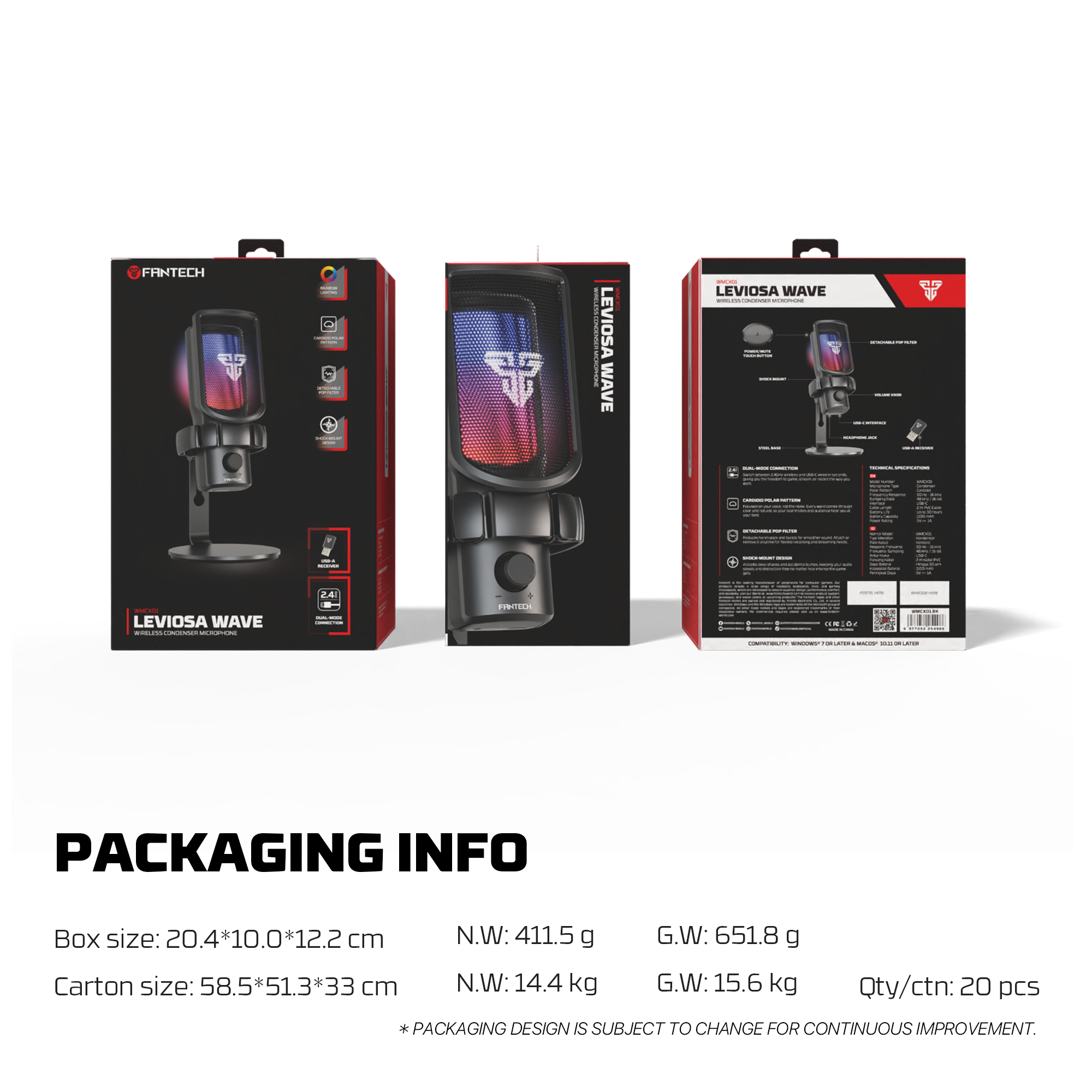 FANTECH WMCX01 LEVIOSA WAVE WIRELESS MICROPHONE