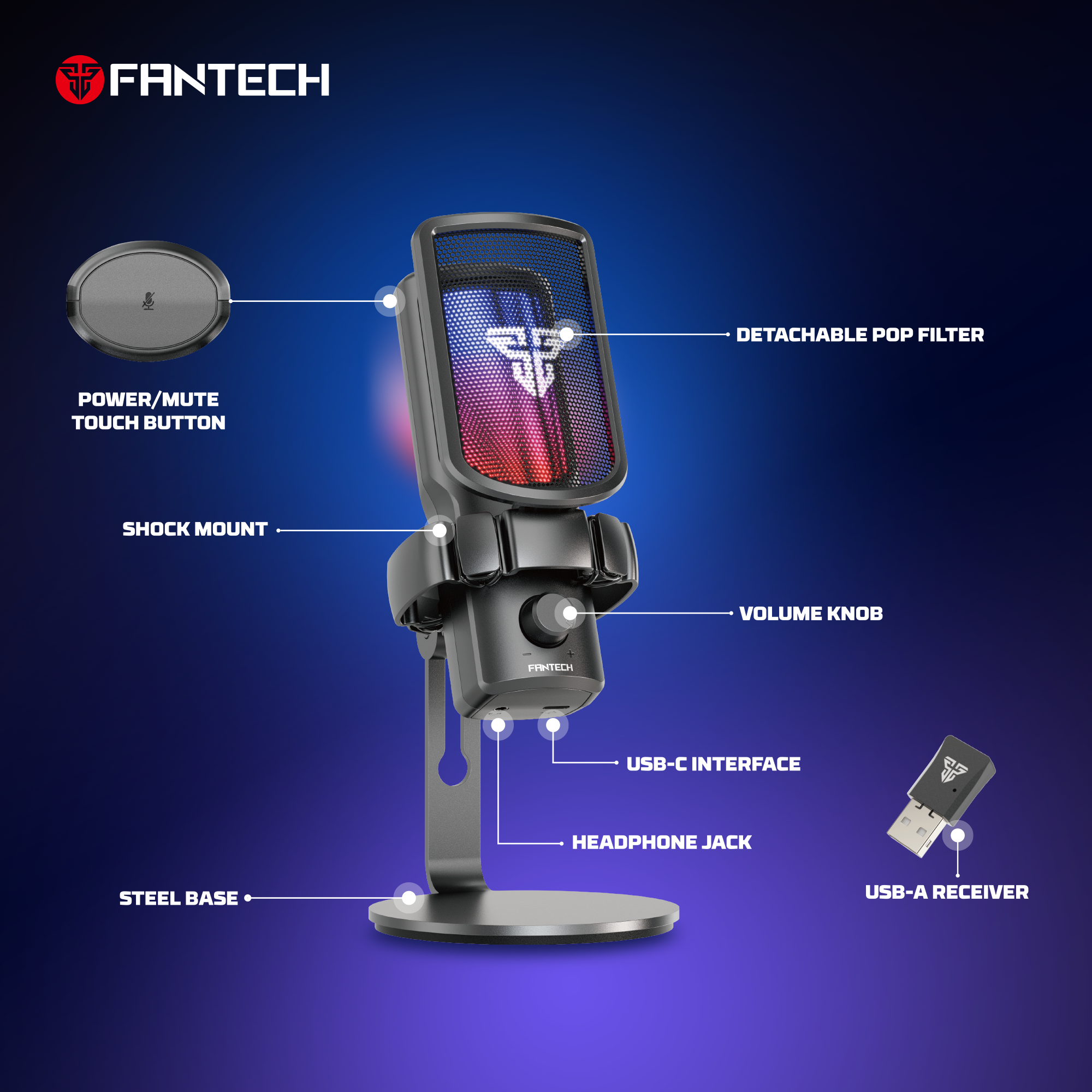 FANTECH WMCX01 LEVIOSA WAVE WIRELESS MICROPHONE