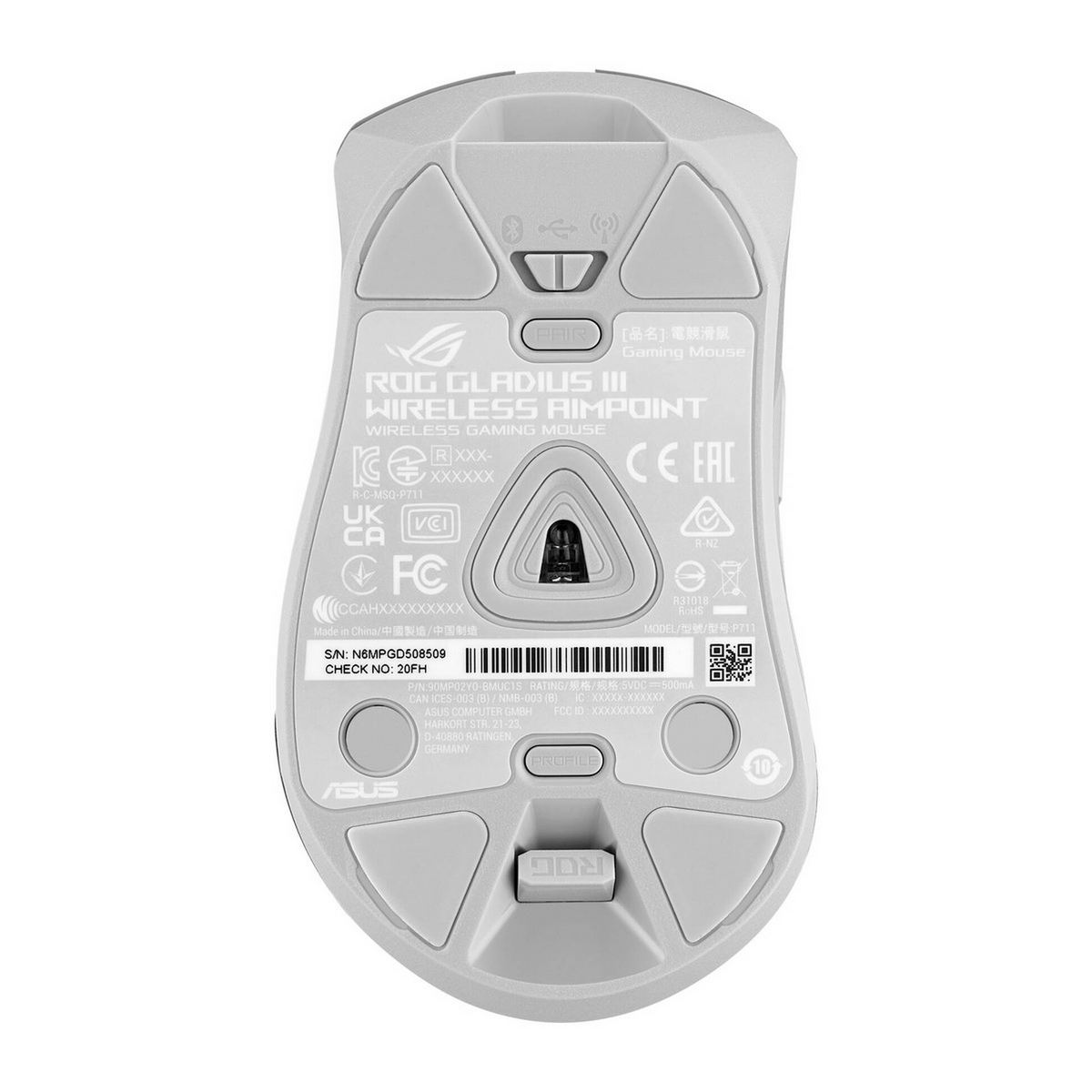 Asus ROG P711 GLADIUS III WIRELESS AIMPOINT WIRELESS GAMING MOUSE - WHITE