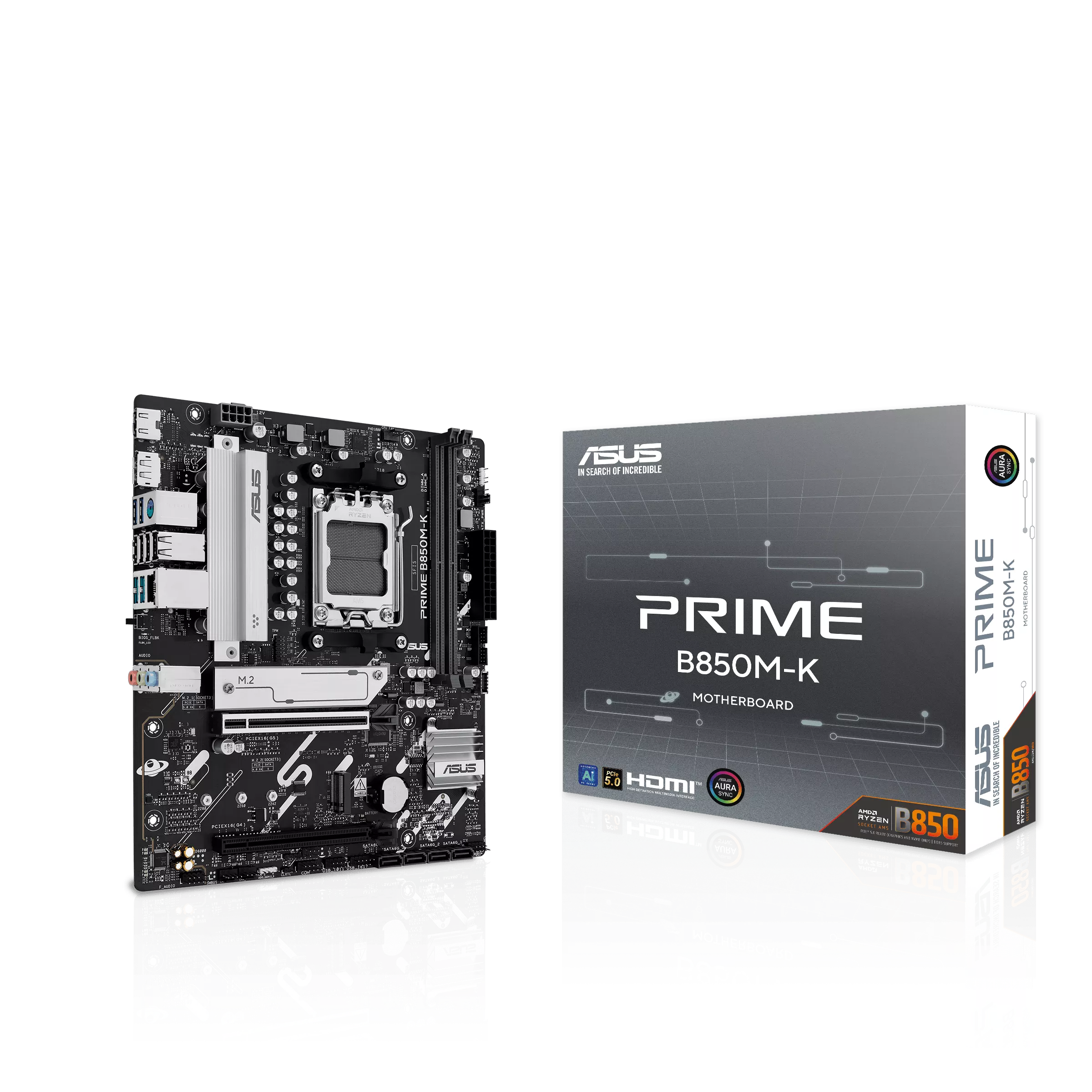 ASUS PRIME B850M-K AM5 Micro ATX AMD B850 Chipset, 2x DDR5 UDIMM Slots
