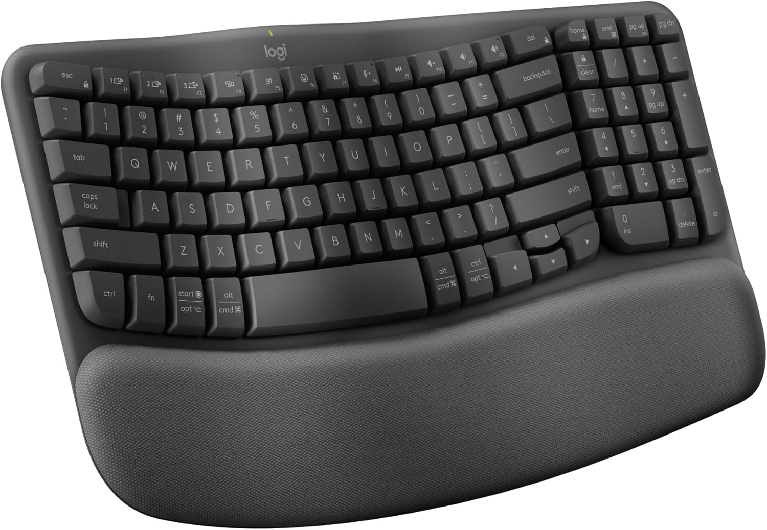 Logitech Wave Keys  Comfortable Natural Typing, Easy-Switch, Bluetooth- Graphite Wireless Ergonomic Keyboard