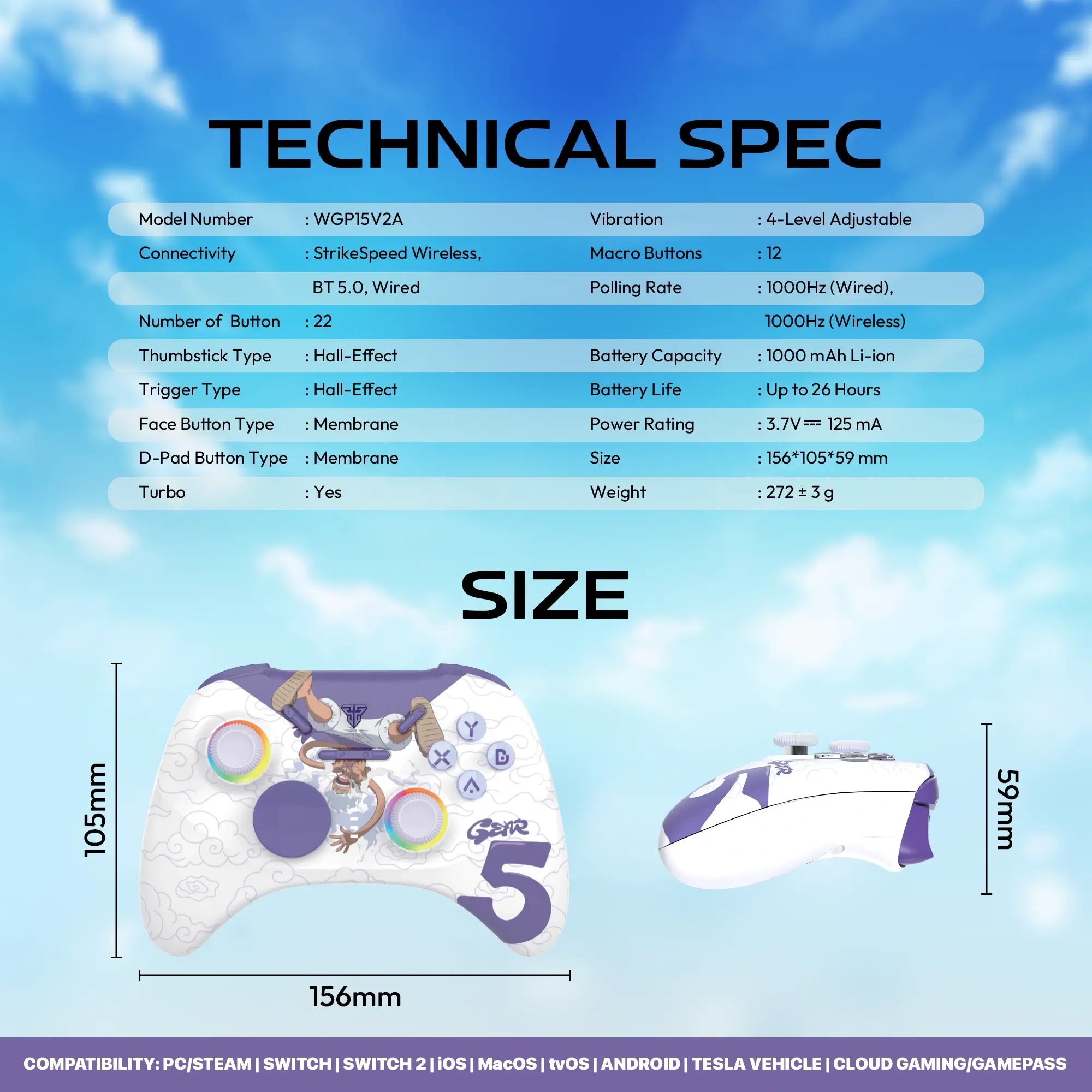 FANTECH NOVA PRO WGP15V2 Wireless Controller – One Piece Gear 5 Edition