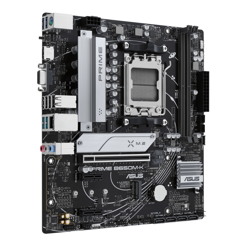 ASUS PRIME B650M-K AM5 Micro-ATX Motherboard, AMD B650 Chipset, 2x DIMM DDR5