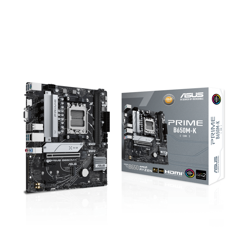 ASUS PRIME B650M-K AM5 Micro-ATX Motherboard, AMD B650 Chipset, 2x DIMM DDR5