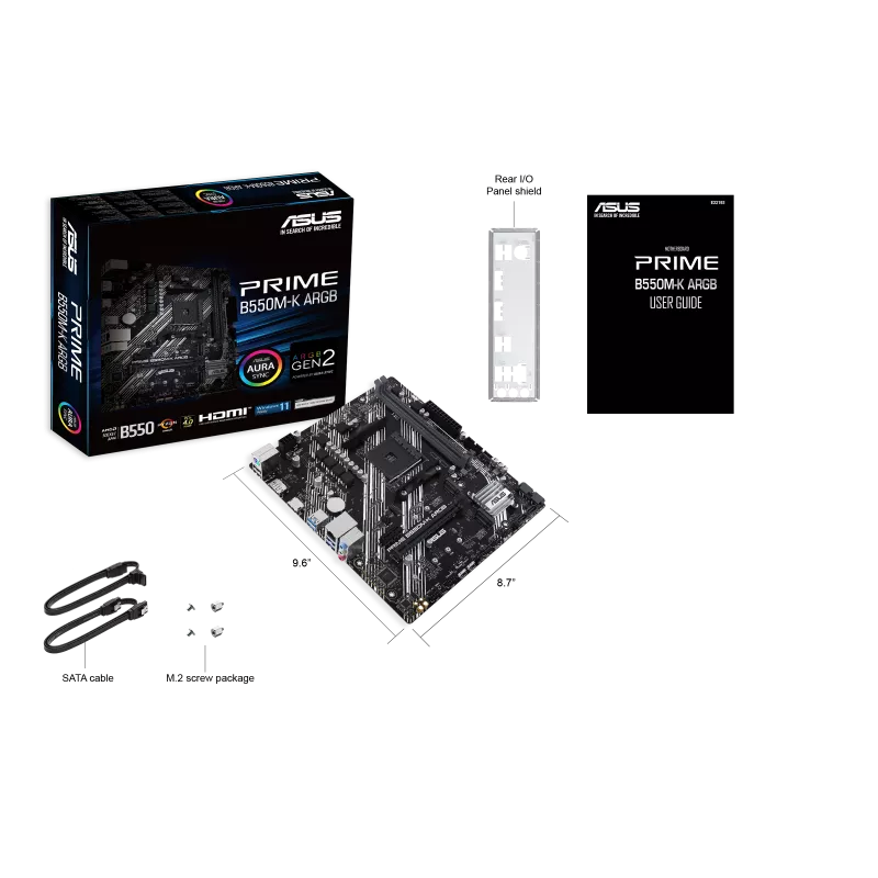 ASUS PRIME B550M-K ARGB mATX Motherboard AMD AM4 2xDDR4