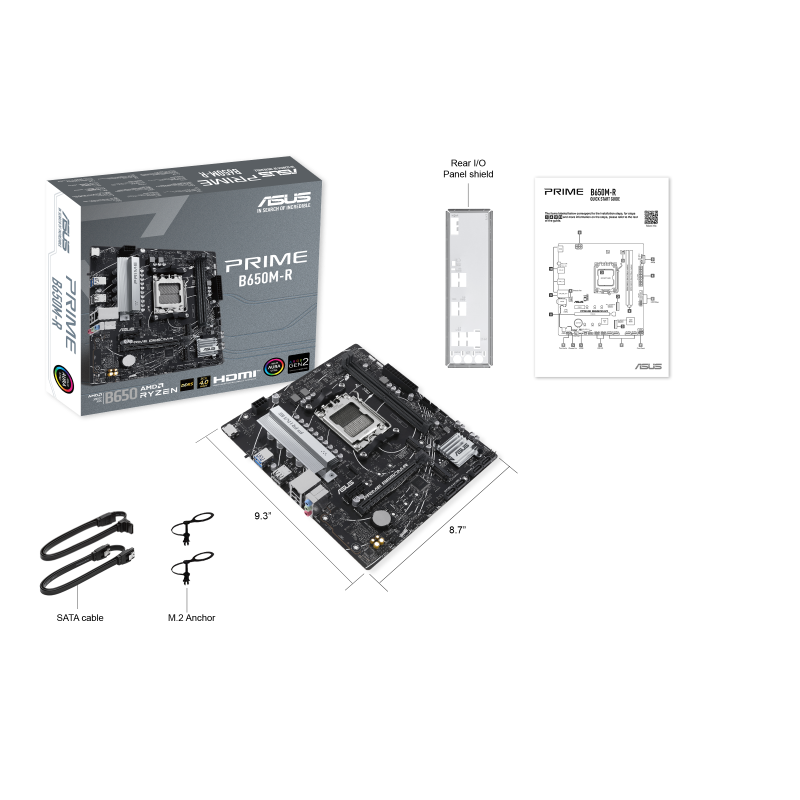 ASUS PRIME B650M-R AM5 mATX Motherboard, AMD B650 Chipset, 2x DDR5