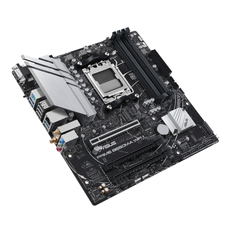 ASUS PRIME B650M-A WIFI II mATX Motherboard, AMD B650 Chipset, 4x DIMM DDR5 