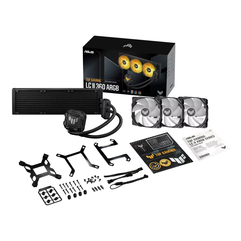 ASUS TUF Gaming LC II 360 ARGB Liquid Cooler With Aura Sync, 360MM Radiator, 3*120MM TUF ARGB Fans Black