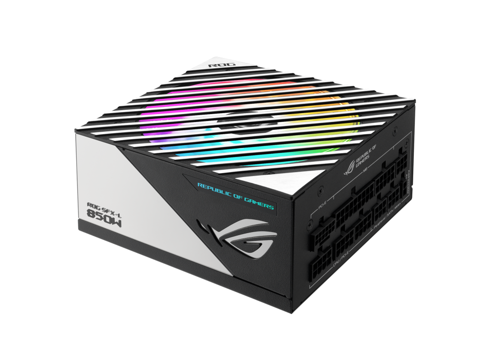 ASUS ROG Loki SFX-L 850W Power Supply Unit, 80 Plus Platinum, Fully Modular, PCIe Gen 5.0, 120mm ARGB-Illuminated Fan White