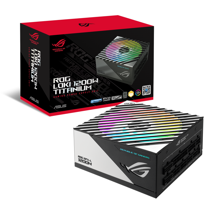 ASUS ROG Loki 1200T SFX-L 80 Plus Titanium Fully Modular Power Supply, 1200W Power ARGB-Illuminated Fan & Aura Sync ASUS ROG Loki 1200T SFX-L 80 Plus Titanium Fully Modular Power Supply, 1200W Power ARGB-Illuminated Fan & Aura Sync