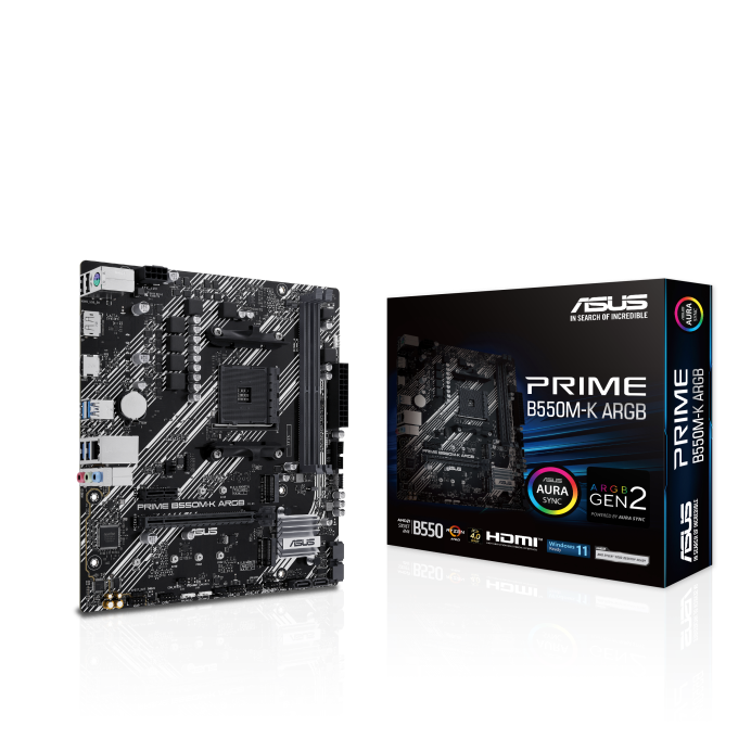 ASUS PRIME B550M-K ARGB mATX Motherboard AMD AM4 2xDDR4