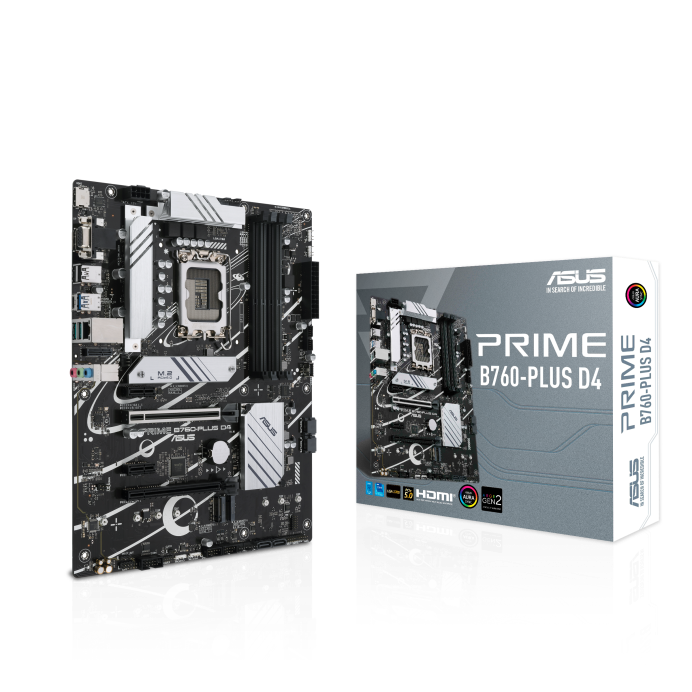 ASUS PRIME B760-PLUS D4 LGA1700 ATX Motherboard, Intel B760 Chipset, 4xDDR4