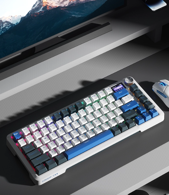 Machenike K500F-B81W Tri-mode GR Silver Switch RGB Navy
