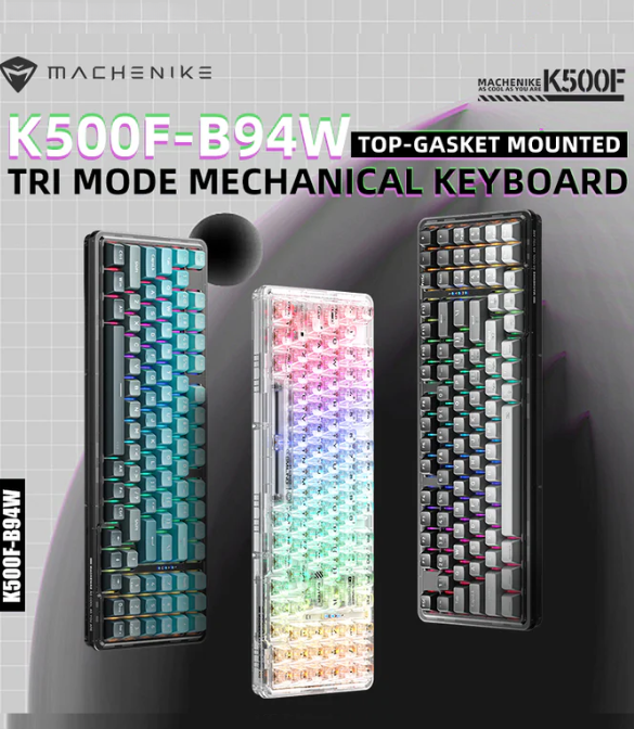 Machenike K500F-B94W Pro Tri Mode RGB GR Silver Switch Cyan