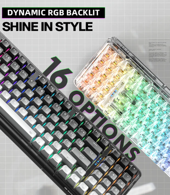 Machenike K500F-B94W Pro Tri Mode RGB GR Silver Switch Cyan