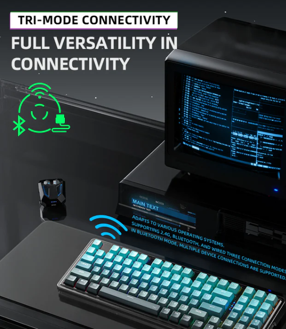 Machenike K500F-B94W Pro Tri Mode RGB GR Silver Switch Cyan