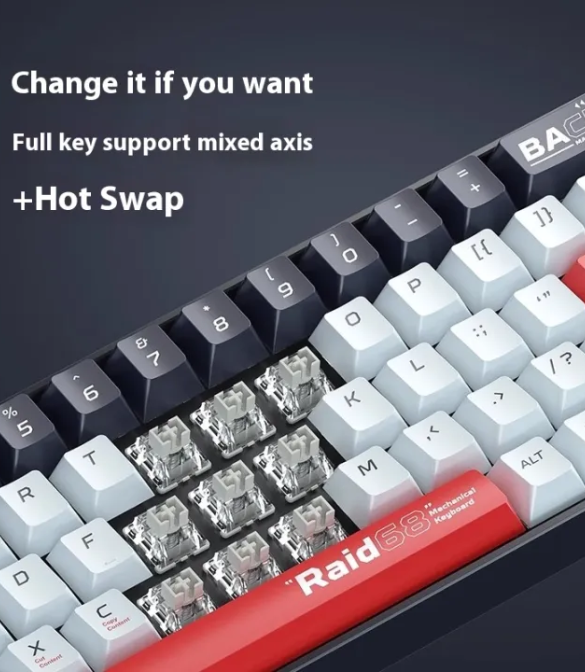 Machenike Raid68 Wired Keyboard Magnet Grey Switch RGB BLACK