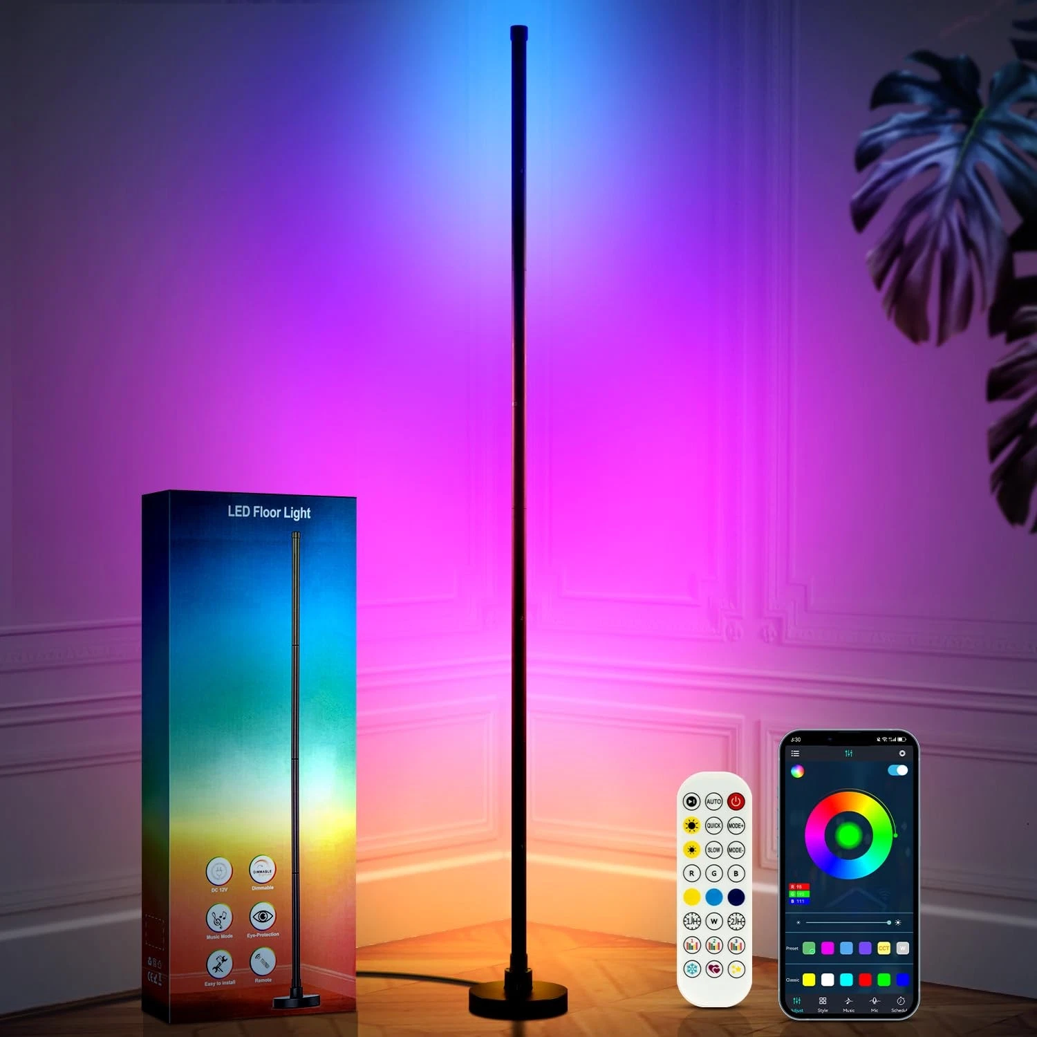 Smart RGB LED Corner Lamp with App and Remote Control