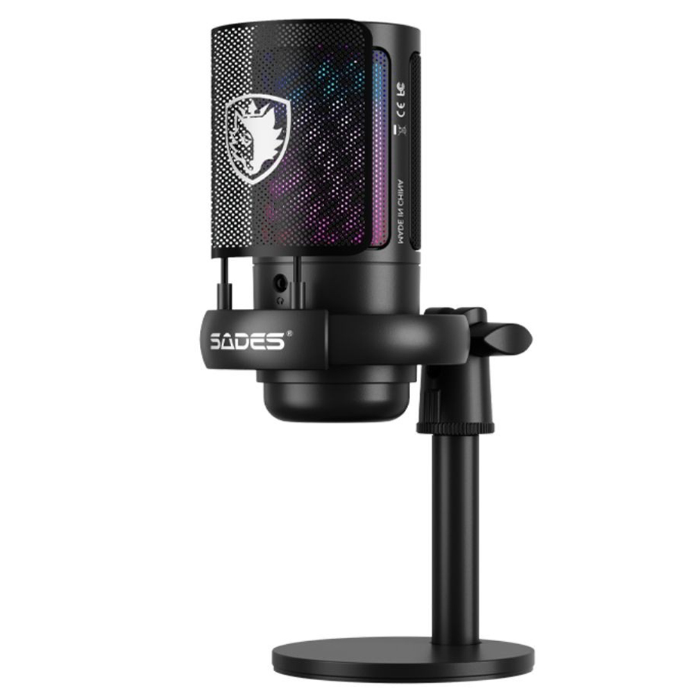 Sades Tyto Cardioid Polar Pattern Detachable Pop Filter Microphone- Black