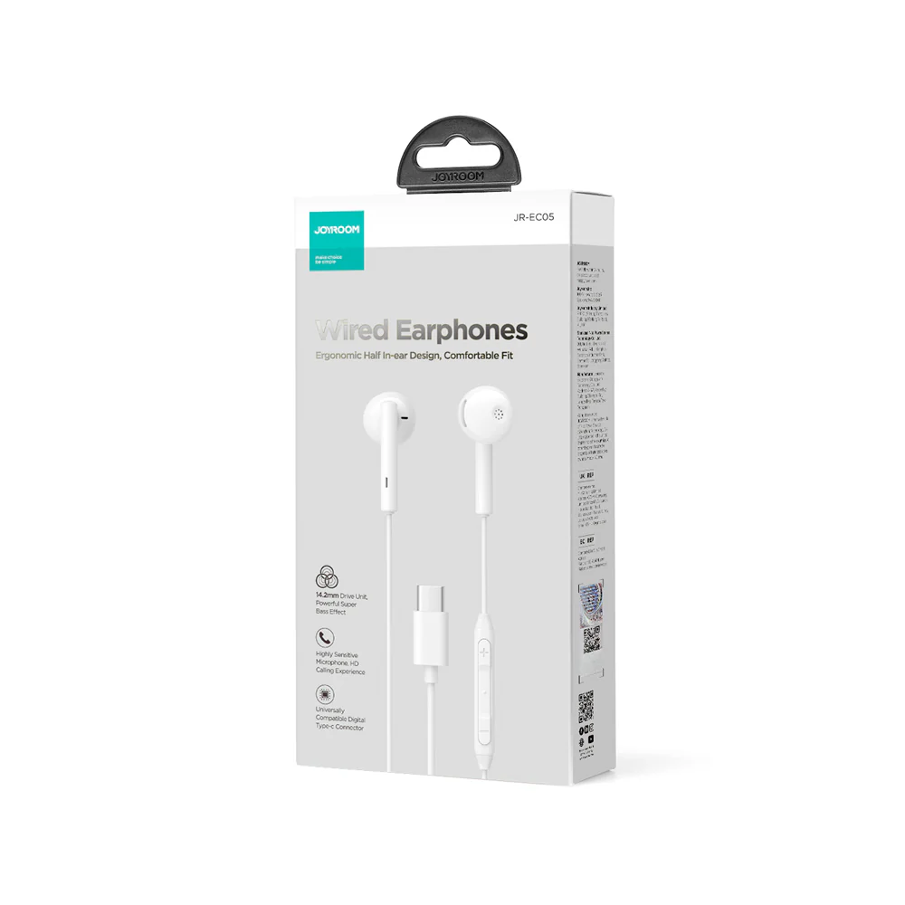 JOYROOM JR-EC05 TYPE-C Series Half In-Ear Wired Earphones-White