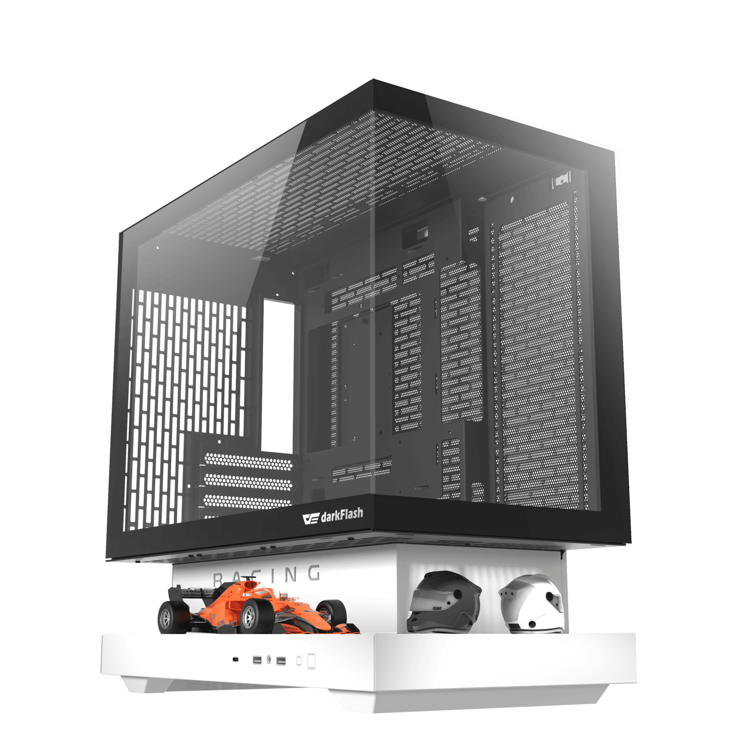 DARKFLASH FLOATRON F1 M-ATX White PC Gaming Case