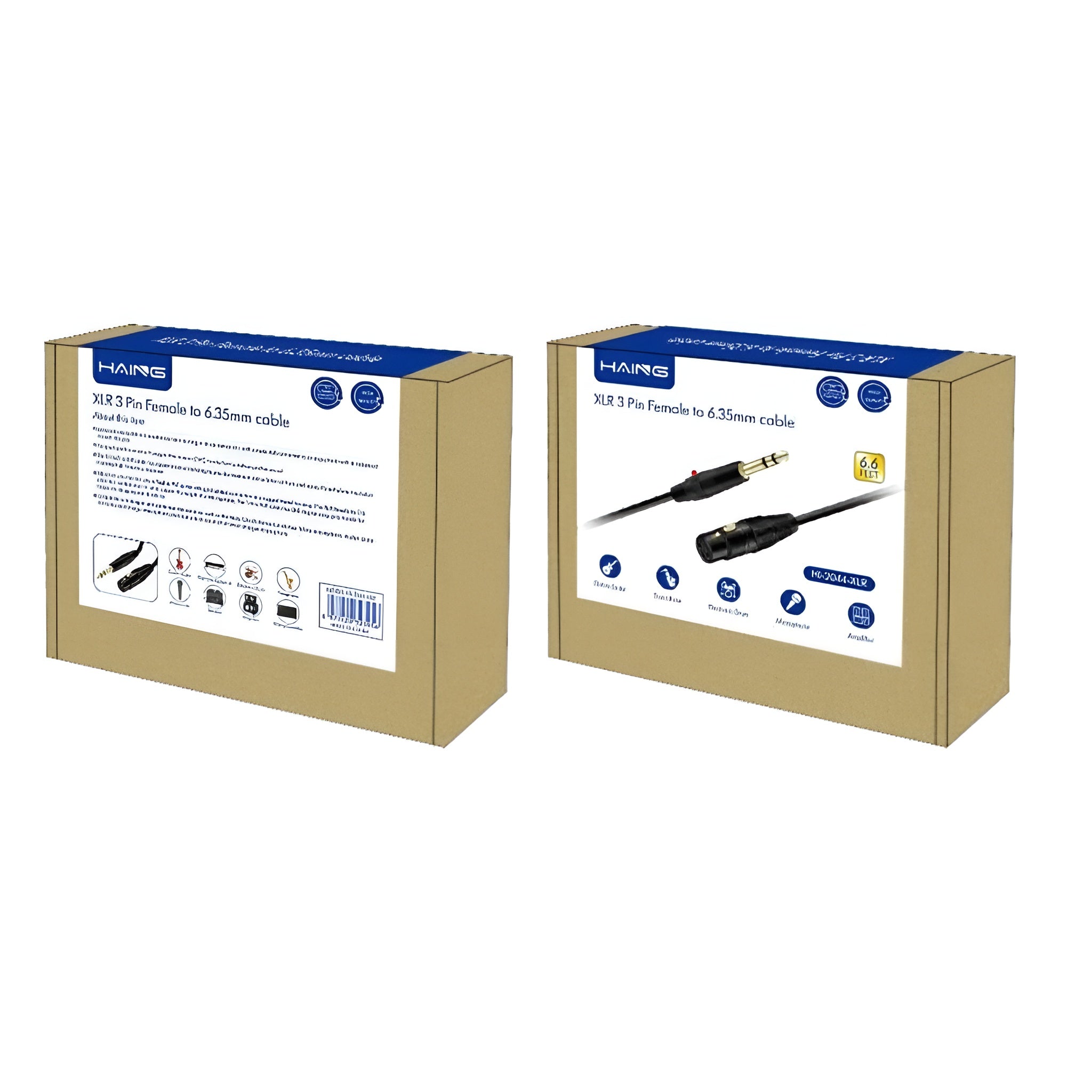 HAING HI-2044-XLR XLR 3 Pin Female To 6.35mm Cable 2M