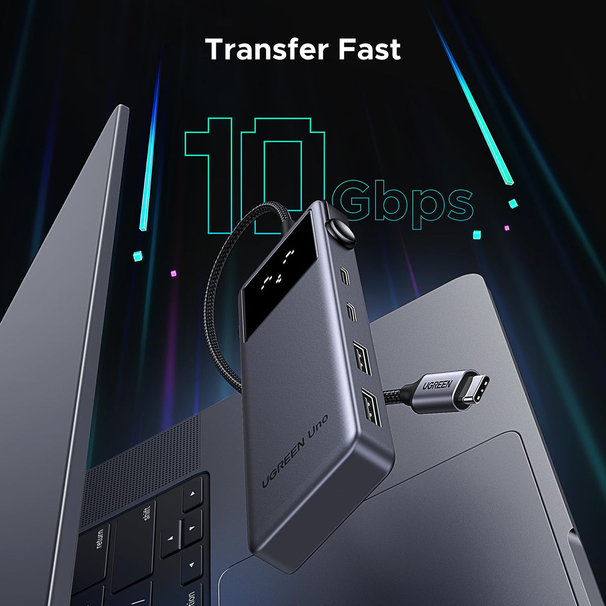UGREEN USB-C to HDMI(4K@60Hz) +2*USB-A3.0+USB-C3.0+USB-A2.0+Gigabit RJ45+PD(100W)