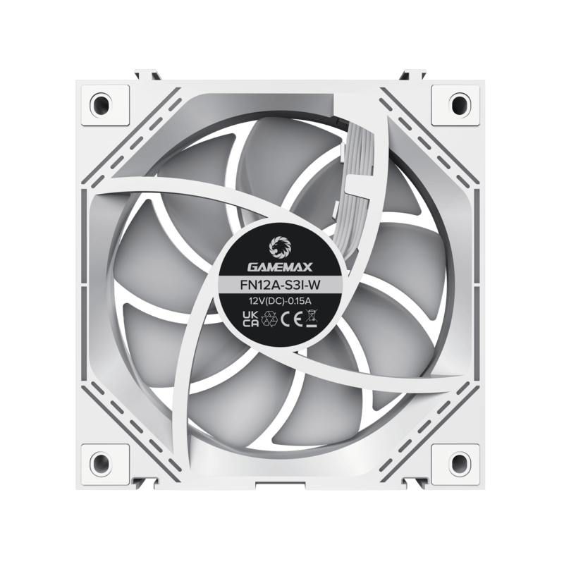 GameMax FN12A-S3I-W, 120mm White frame ARGB Fan x3 120mm Cooling Fan