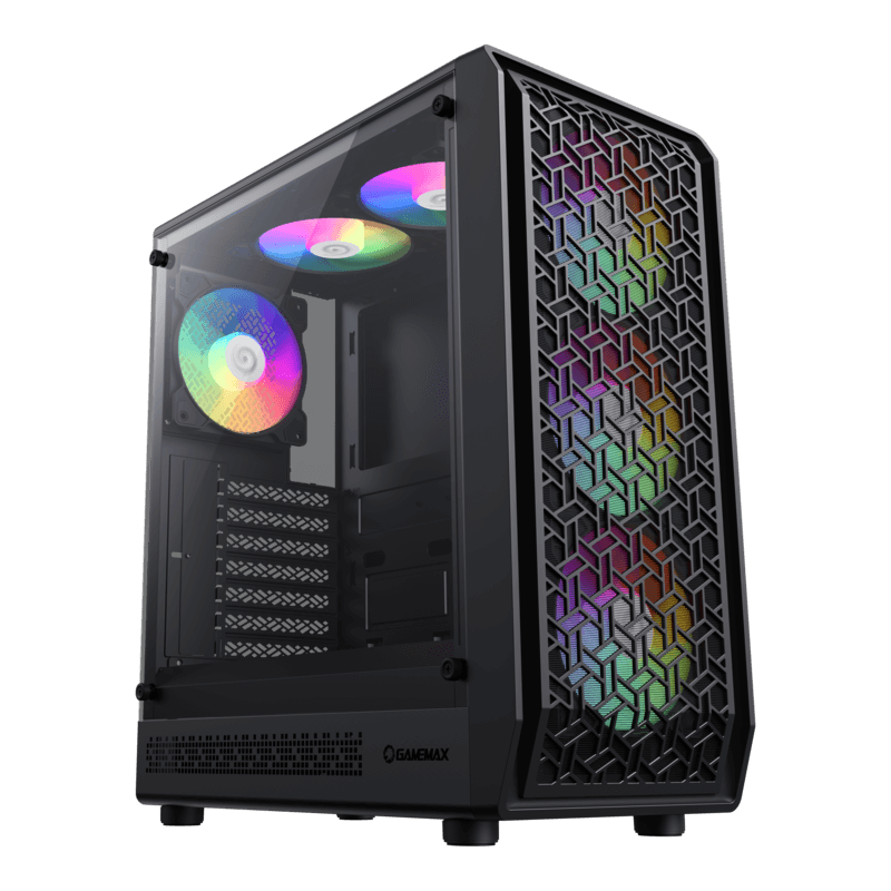 GAMEMAX Forge AB Black Tempered Glass USB3.0 and Type C Mid Tower 6 x ARGB Fans (Pre-Installed) ATX Gaming Case