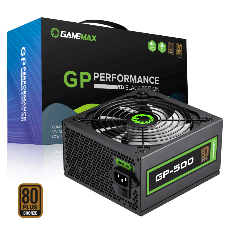 GameMax GP-500 500W 80+ Bronze Power Supply - Black