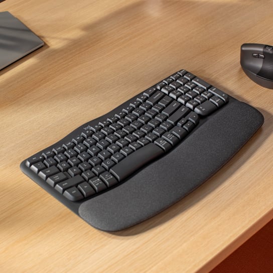 Logitech Wave Keys  Comfortable Natural Typing, Easy-Switch, Bluetooth- Graphite Wireless Ergonomic Keyboard