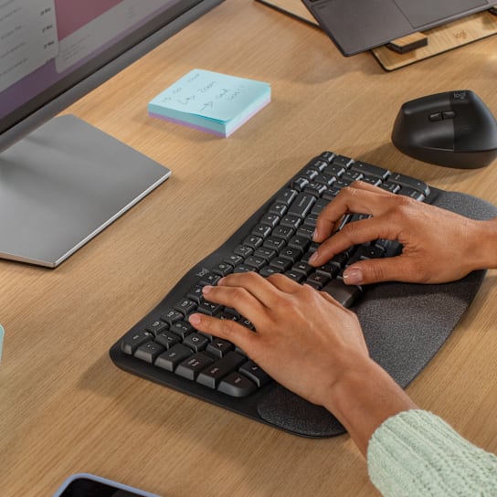 Logitech Wave Keys  Comfortable Natural Typing, Easy-Switch, Bluetooth- Graphite Wireless Ergonomic Keyboard