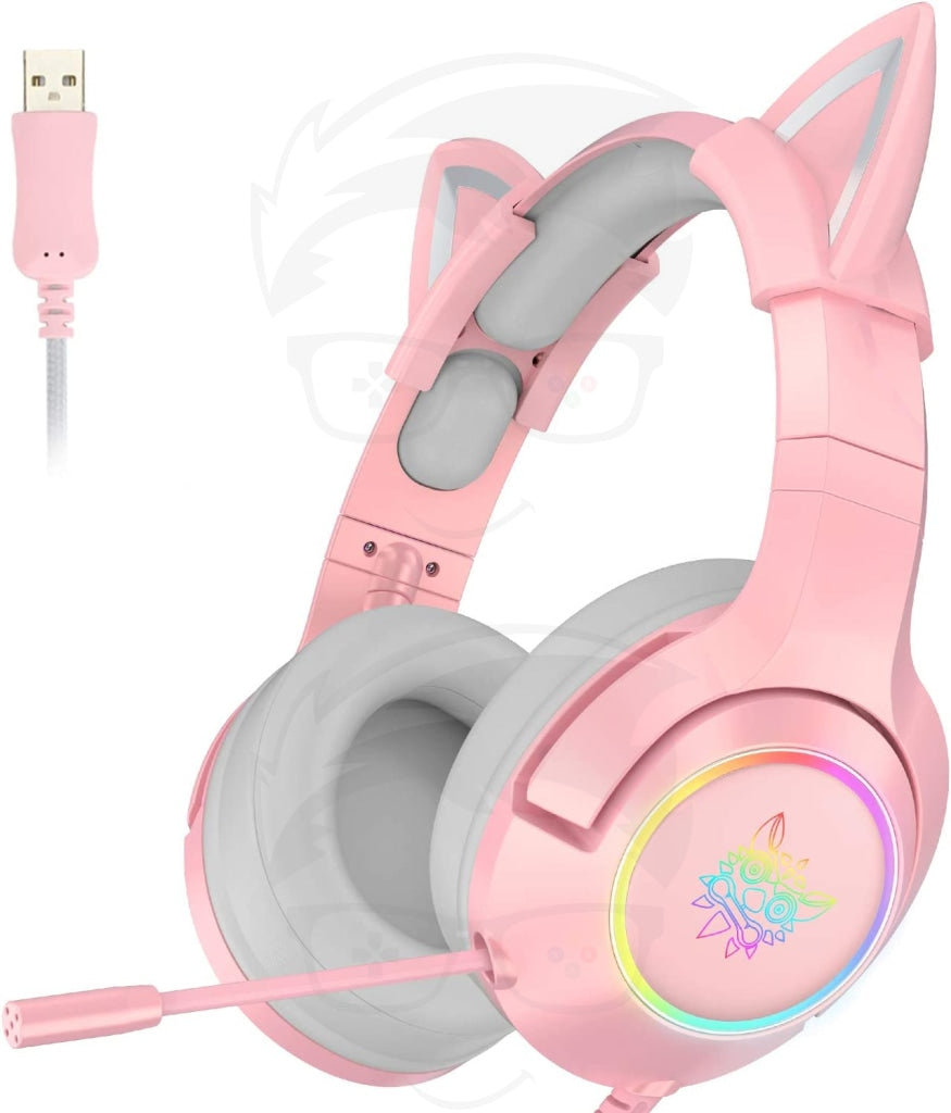 Onikuma k9 Pink with cat ears gaming headset Onikuma k9 Pink with cat ears gaming headset