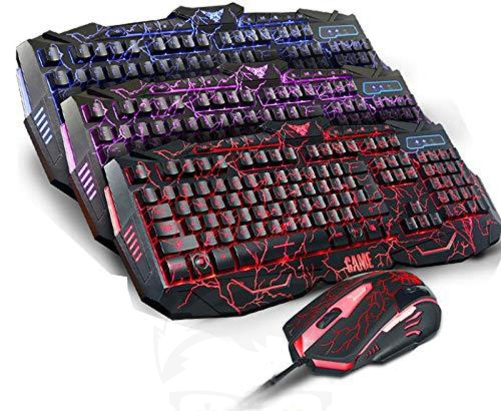 V100 Gaming Keyboard 104 Keys Mechanical Computer Usb Wired Led Real Rgb Blue Switch Backlit