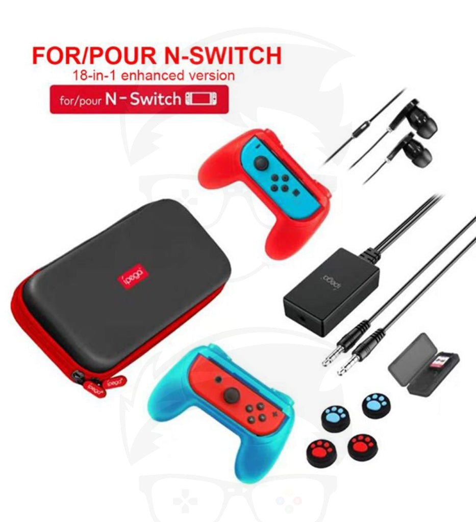 Ipega Pg-9182 18 In 1 Game Set For N-Switch Carrying Storage Bag Grip Joy-Con Earphone Card Case