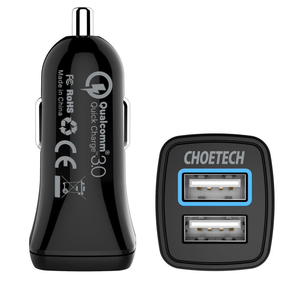 CHOETECH C0051 30W DUAL USB CAR CHARGER (NO USB C CABLE)