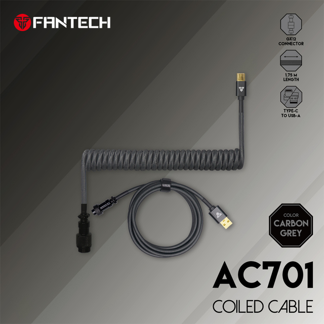FANTECH AC701 Mechanical Keyboard Coiled Cable Type C Usb Port Cable Keyboard