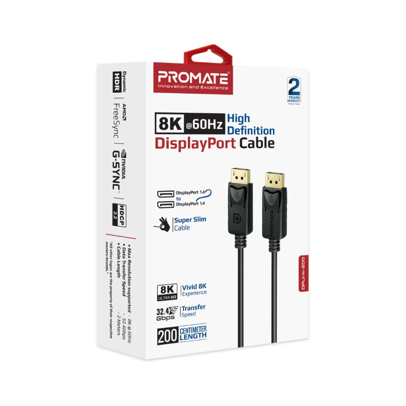 PROMATE DPLINK-200 8K@60Hz High-Definition DisplayPort Cable PROMATE DPLINK-200 8K@60Hz High-Definition DisplayPort Cable