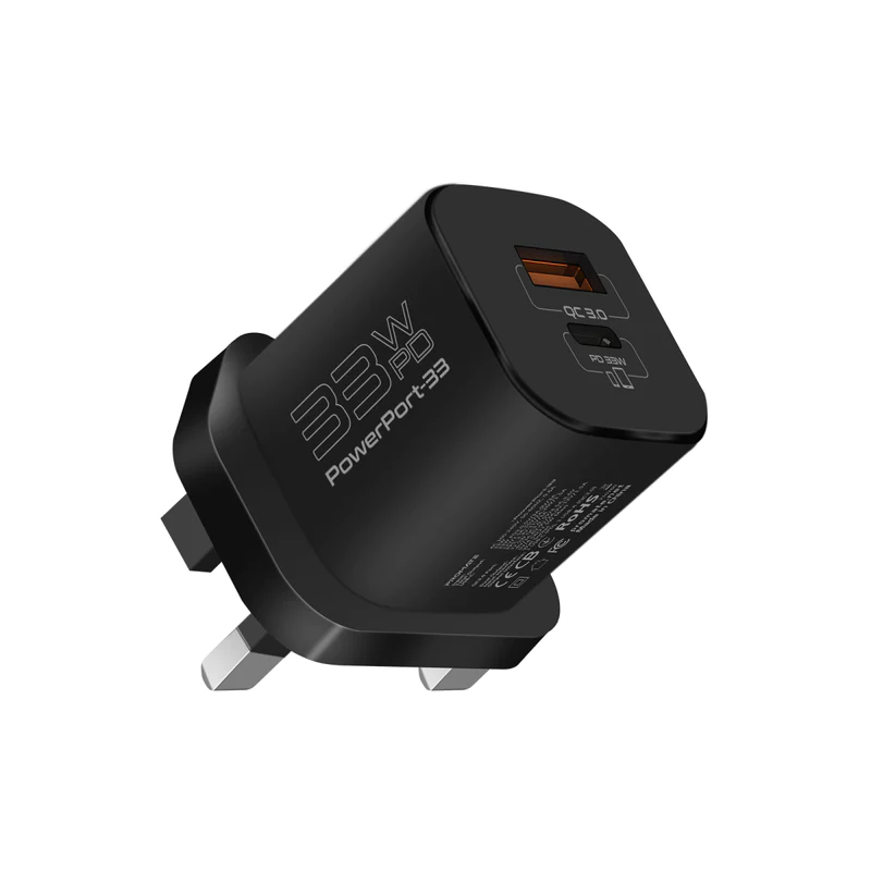 PROMATE POWERPORT-33.EU BK 33W Power Delivery GaNFast™ Charging Adapter