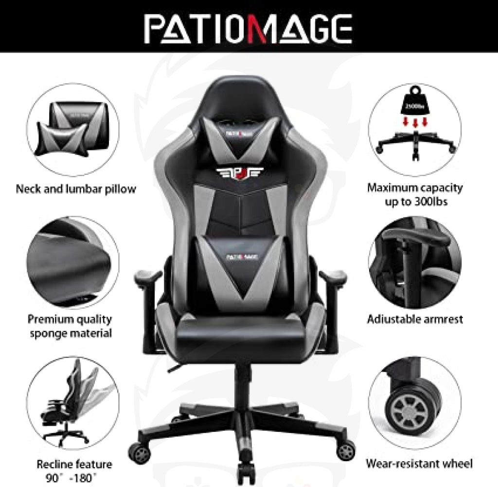 PATIOMAGE GAMING CHAIR (WHITE / GREY / RED )