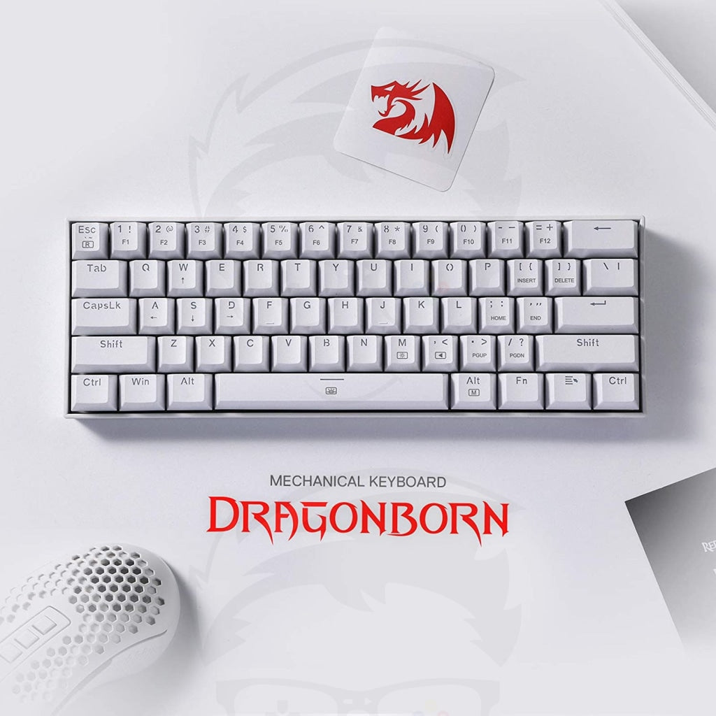 Redragon K630 Dragonborn 60% Wired RGB Gaming Keyboard - Black\White