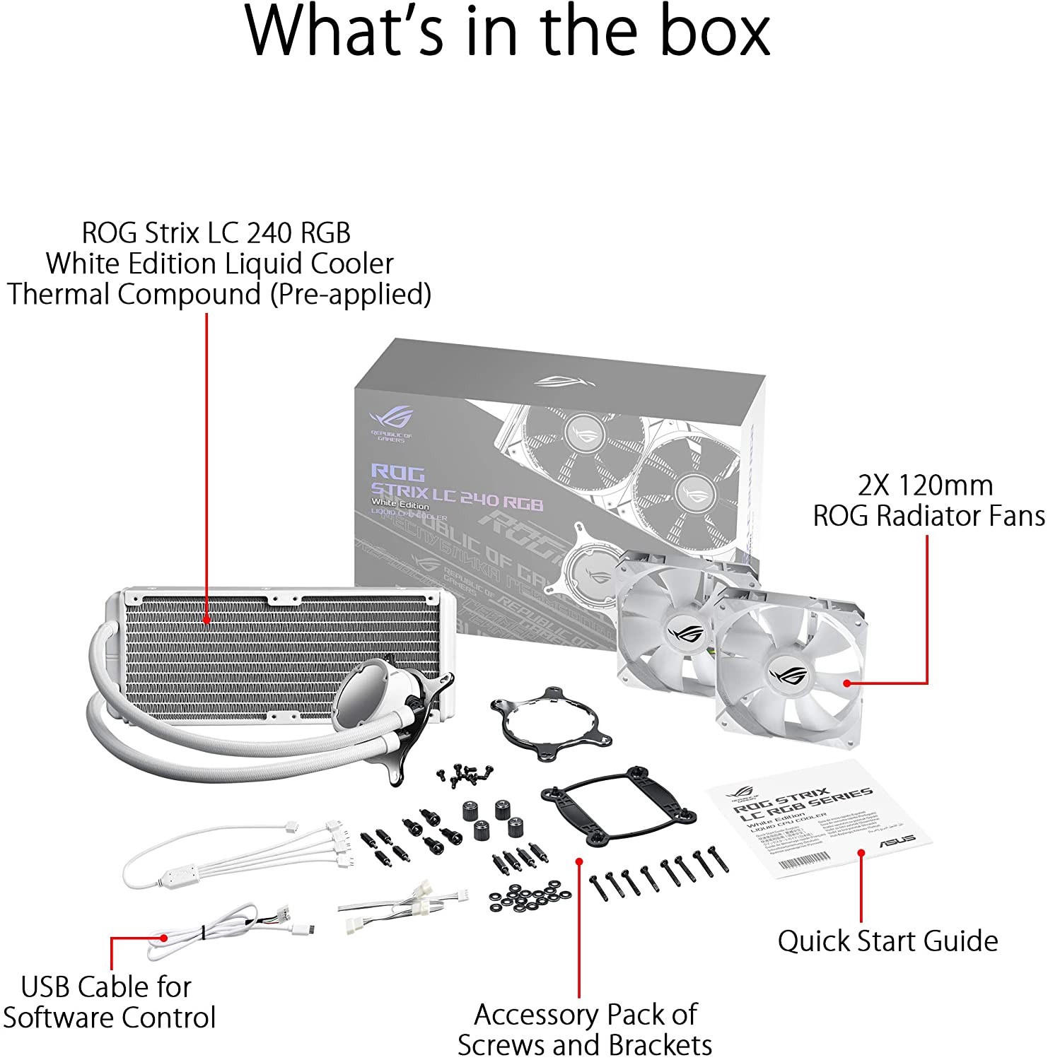 ASUS ROG STRIX LC 240 RGB WHITE AIO COOLER,ARGB